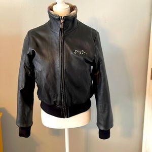 Sean John Reversible Leather and Faux Fur Bomber Jacket Size Small/Medium